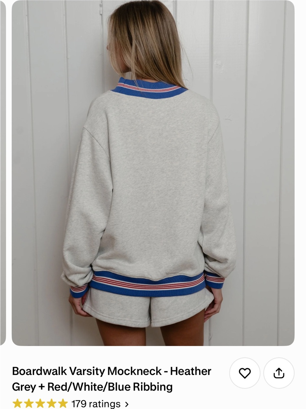 Parke Heather Grey Mockneck Sweatshirt with Blue and Red Trim Size L/XL NWT - Picture 3 of 4